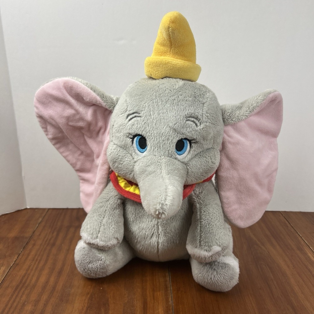 Disney Store Dumbo Plush 13" Gray Elephant Classic Yellow Hat Stuffed Animal